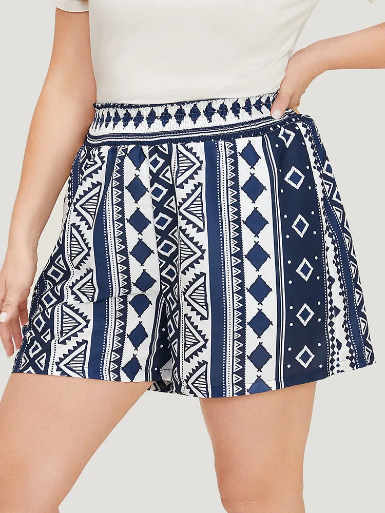 Bandana Shirred Waist Pocket Shorts sold by Bloomchic