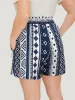 Bandana Shirred Waist Pocket Shorts sold by Bloomchic