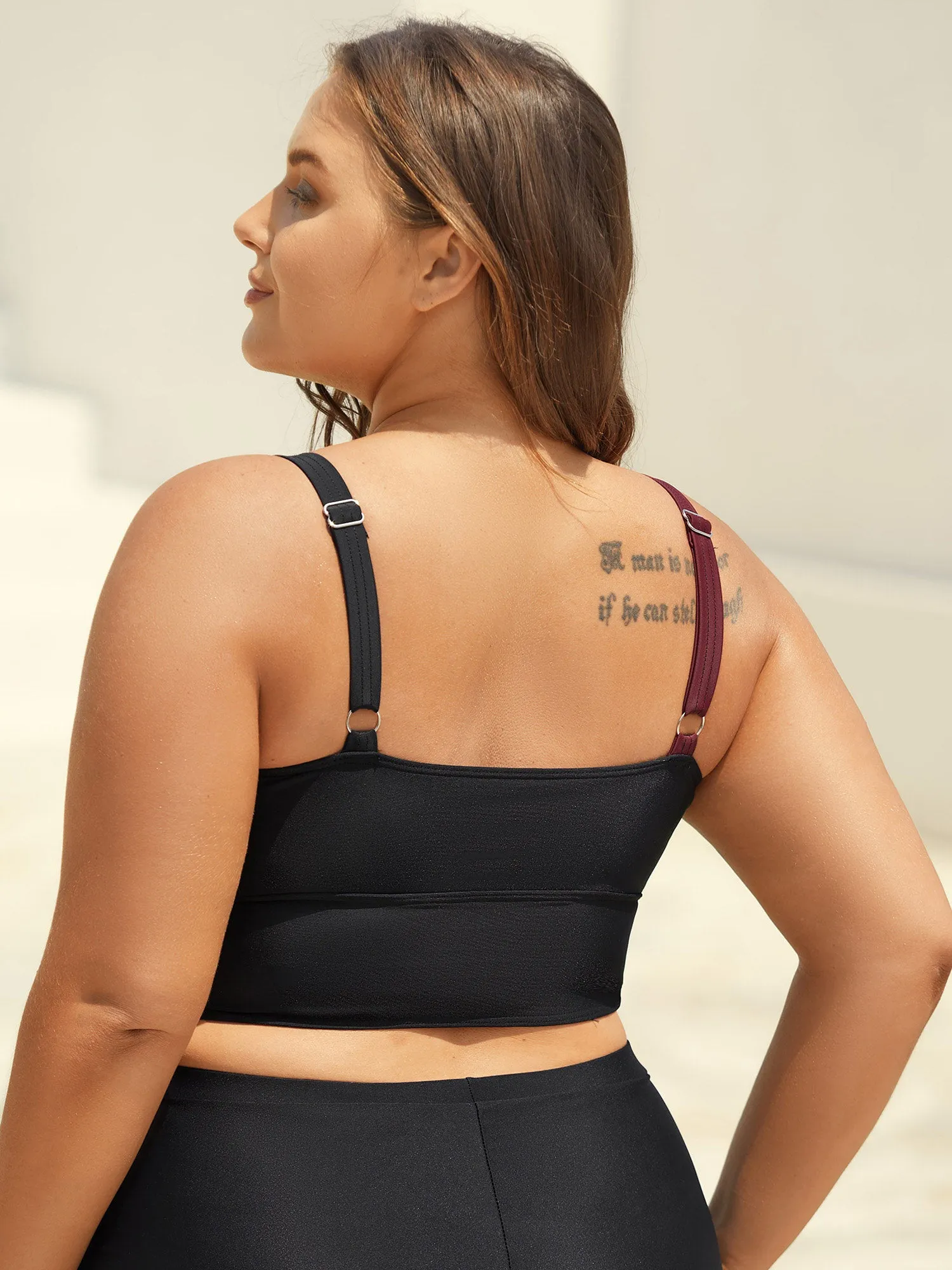 Color Block Twist Front Ruched Swim Top sold by Bloomchic product image thumbnail 2