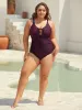 Bust Drawstring Keyhole One-Piece Swimsuit sold by Bloomchic