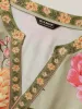 Floral Contrast Hem Split Neck Midi Dress sold by Bloomchic
