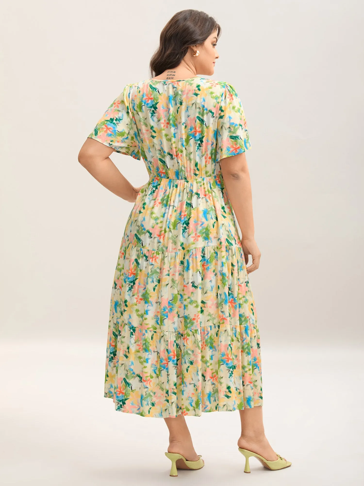 Floral Print Cinched Bust Tiered Maxi Dress sold by Bloomchic product image thumbnail 4