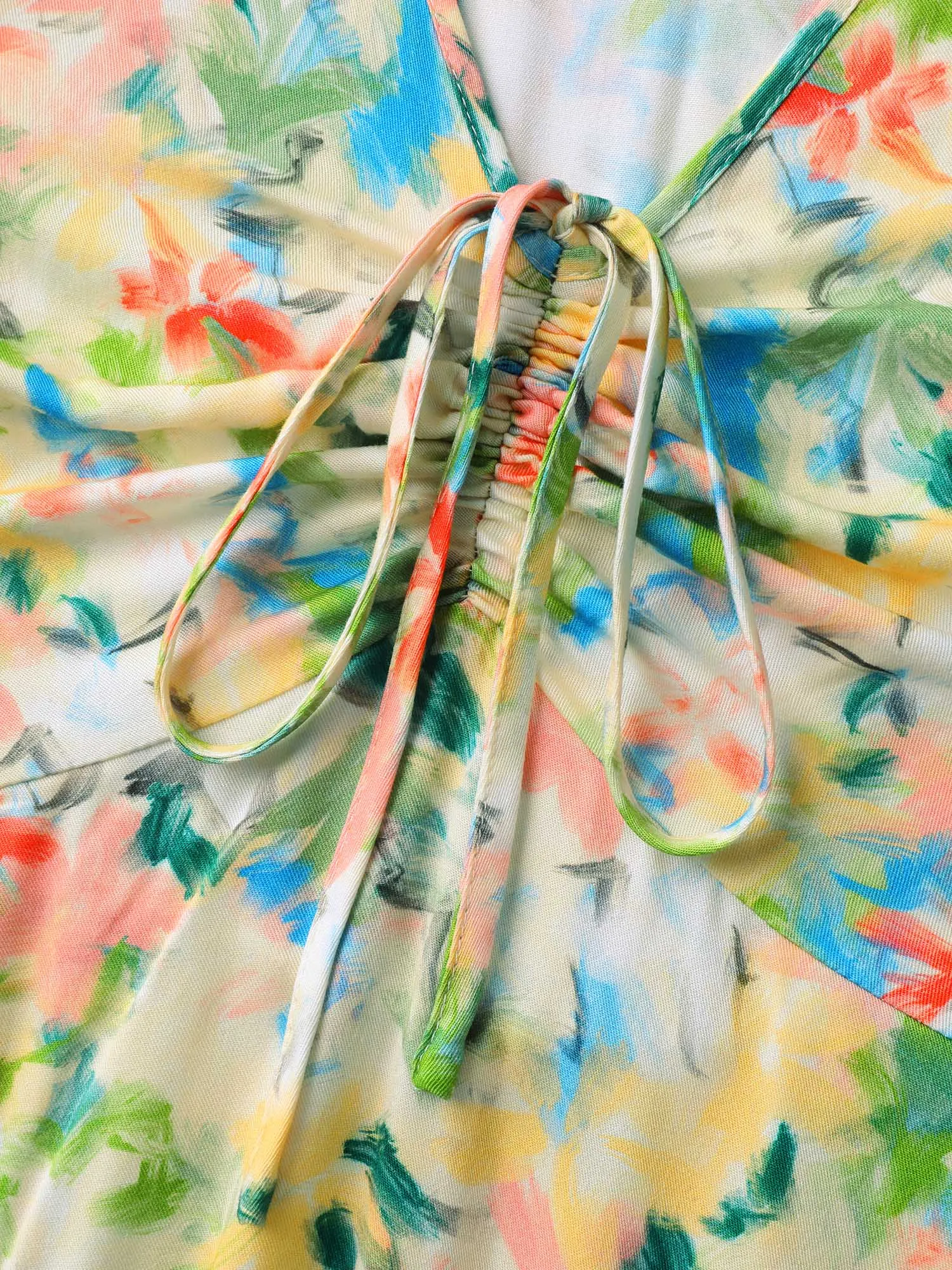 Floral Print Cinched Bust Tiered Maxi Dress sold by Bloomchic product image thumbnail 5