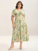 Floral Print Cinched Bust Tiered Maxi Dress sold by Bloomchic
