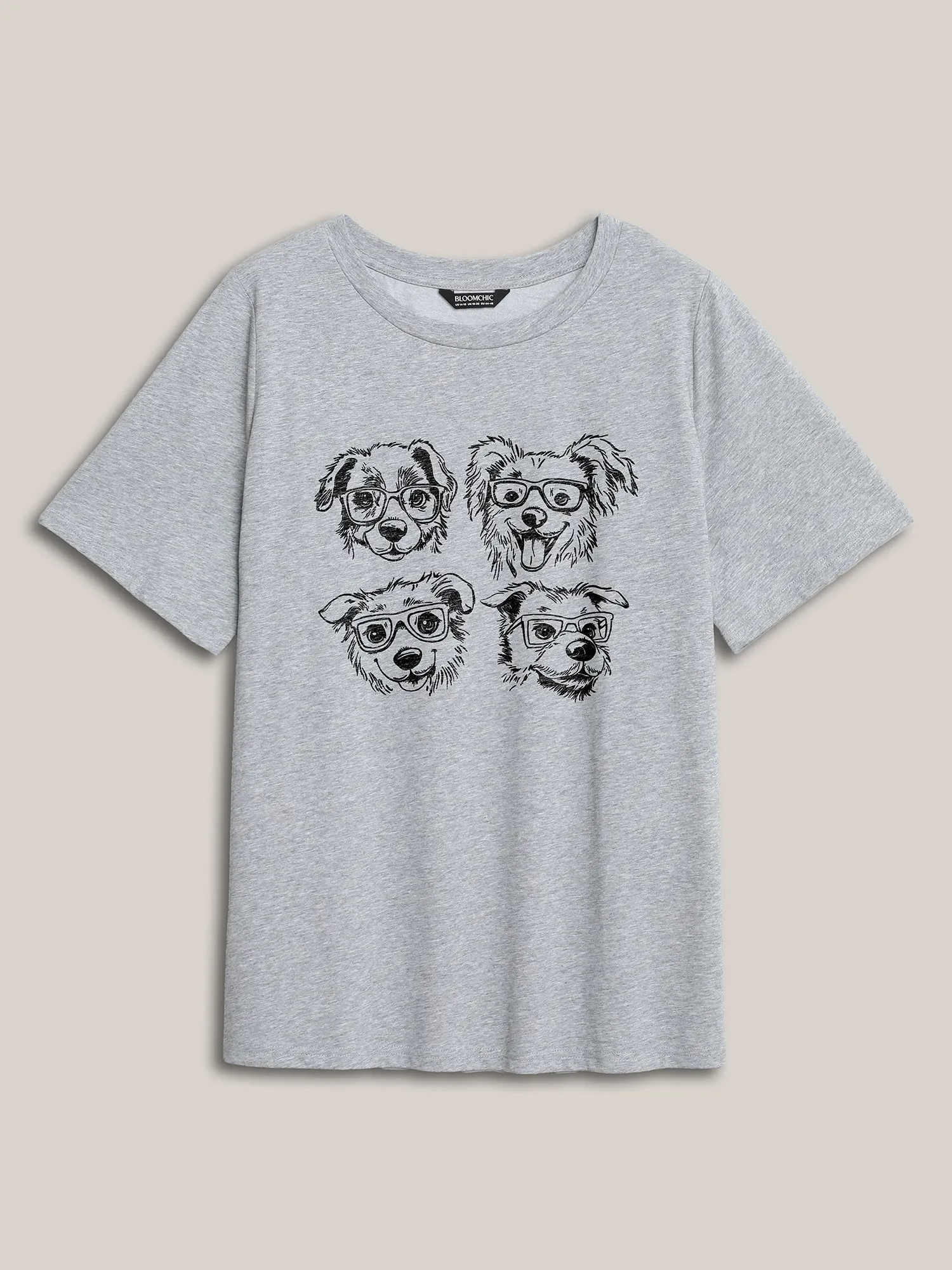 Puppy Print Round Neck T-Shirt sold by Bloomchic