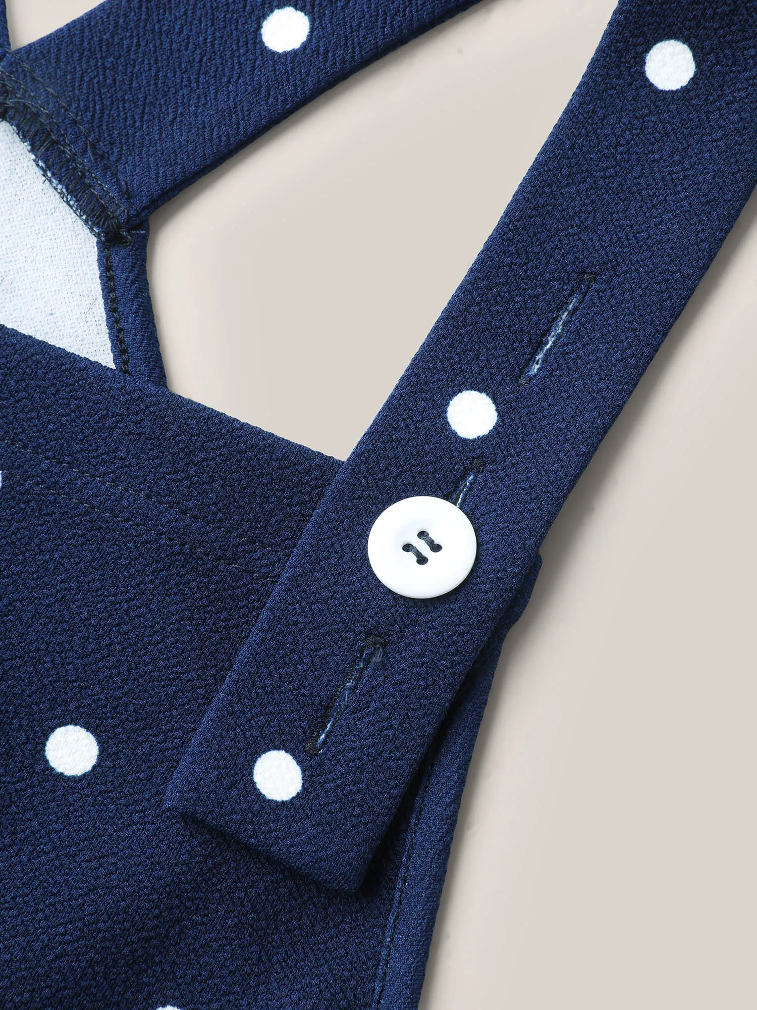 Polka Dots Overall Straps Pockets Midi Dress sold by Bloomchic product image thumbnail 5