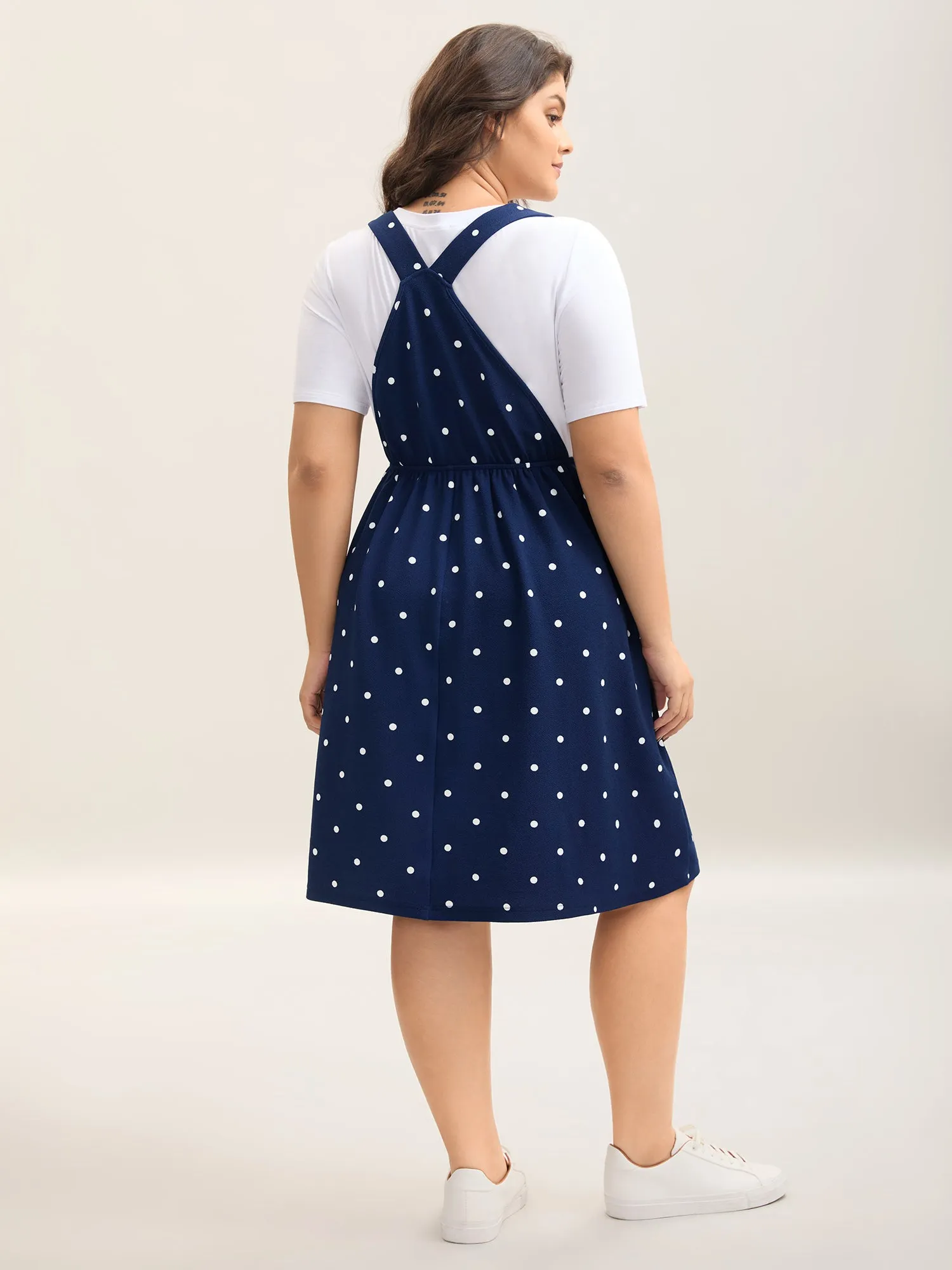Polka Dots Overall Straps Pockets Midi Dress sold by Bloomchic product image thumbnail 4
