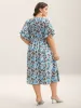 Petal Print Layered Sleeve Pockets Midi Dress sold by Bloomchic