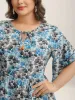 Petal Print Layered Sleeve Pockets Midi Dress sold by Bloomchic