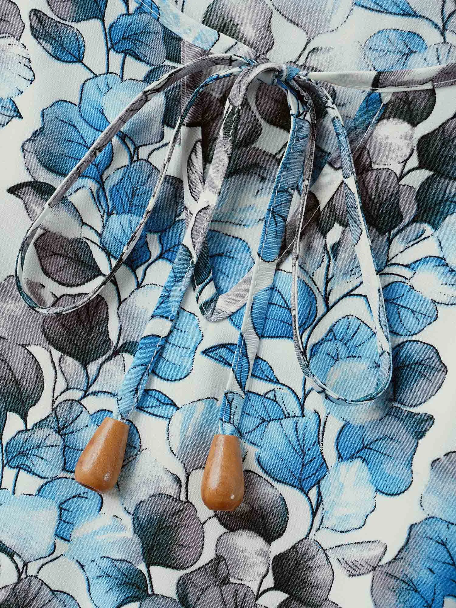 Petal Print Layered Sleeve Pockets Midi Dress sold by Bloomchic product image thumbnail 5