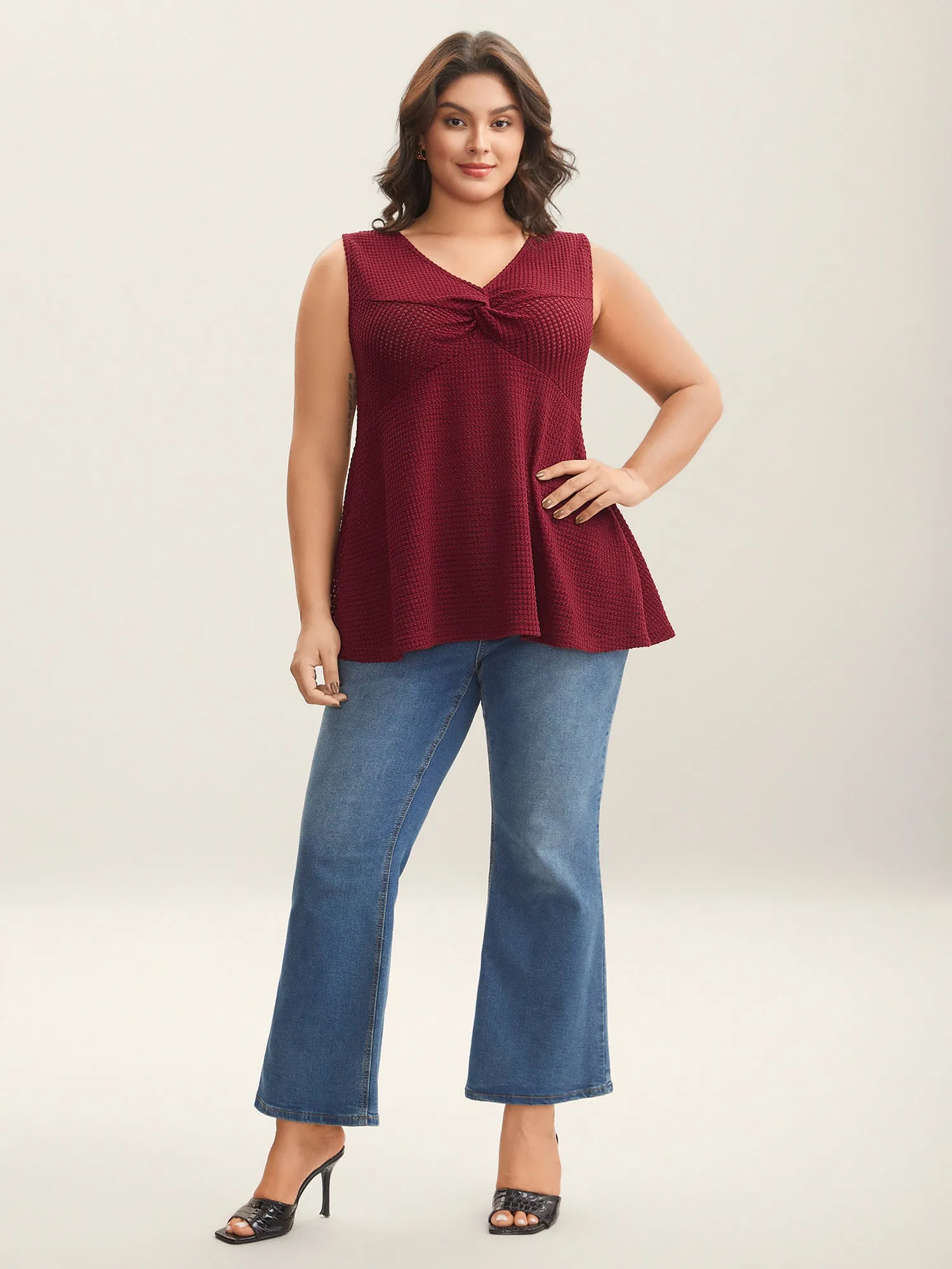 Textured Knotted Flowy Waffle Tankini sold by Bloomchic product image thumbnail 3