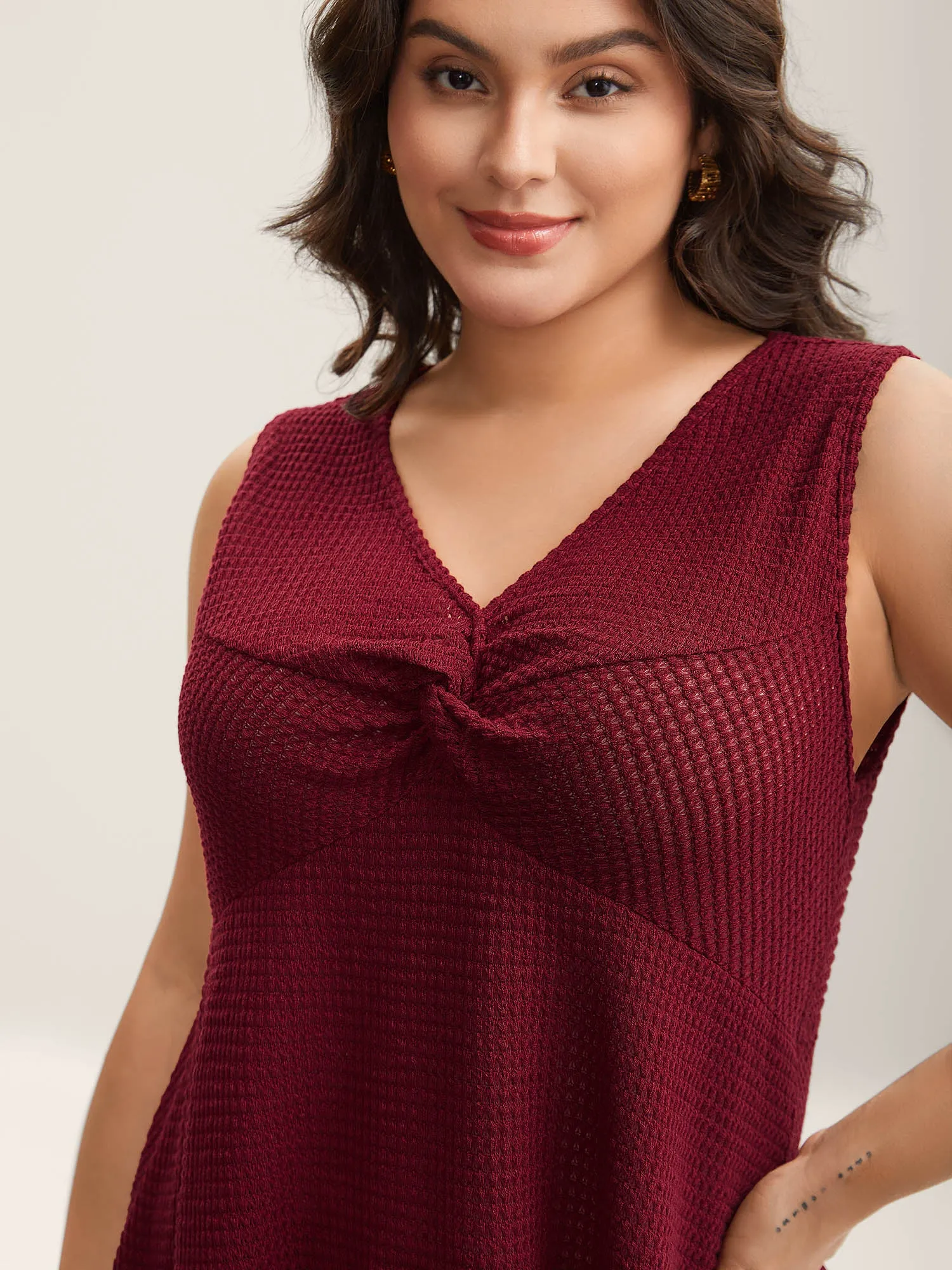 Textured Knotted Flowy Waffle Tankini sold by Bloomchic product image thumbnail 4