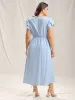 Twist Front Woven A-Line Midi Dress sold by Bloomchic
