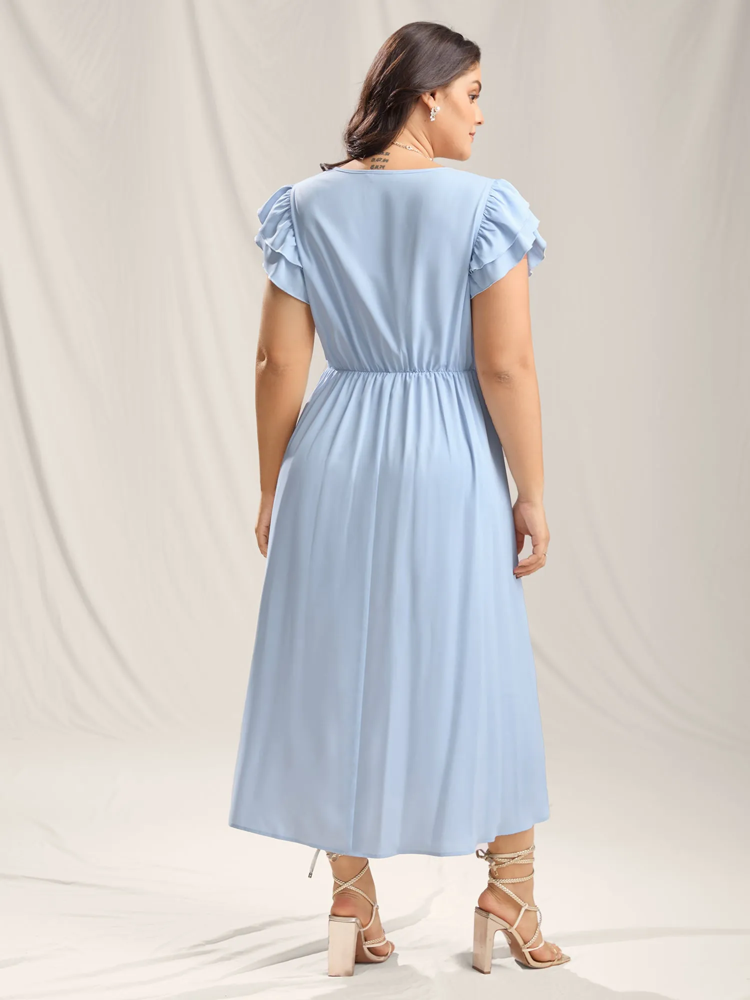 Twist Front Woven A-Line Midi Dress sold by Bloomchic product image thumbnail 4