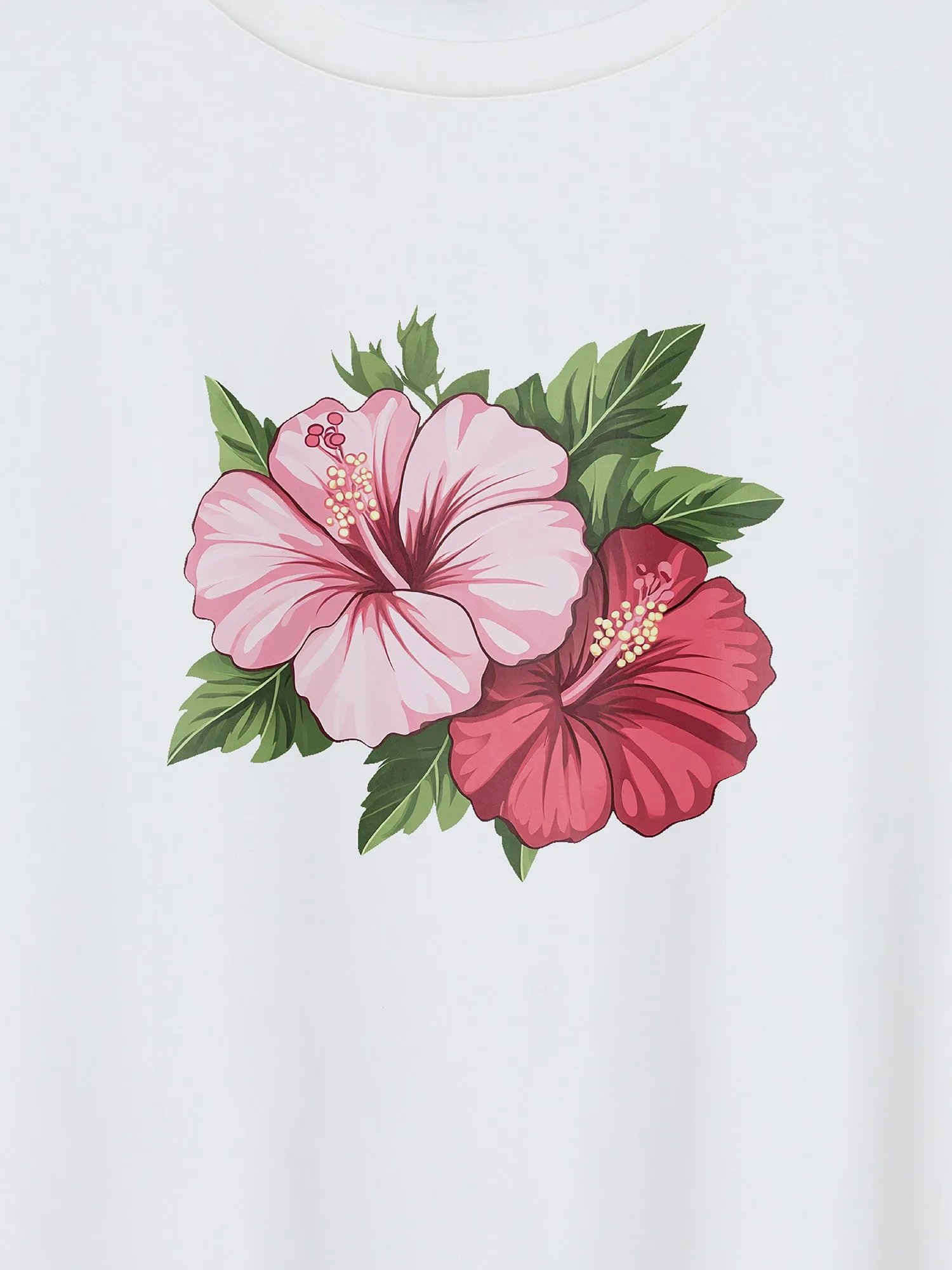 Colorful Floral Pattern Round Neck T-Shirt sold by Bloomchic product image thumbnail 2