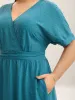 Textured Stretchy Pleated Waist Midi Dress sold by Bloomchic