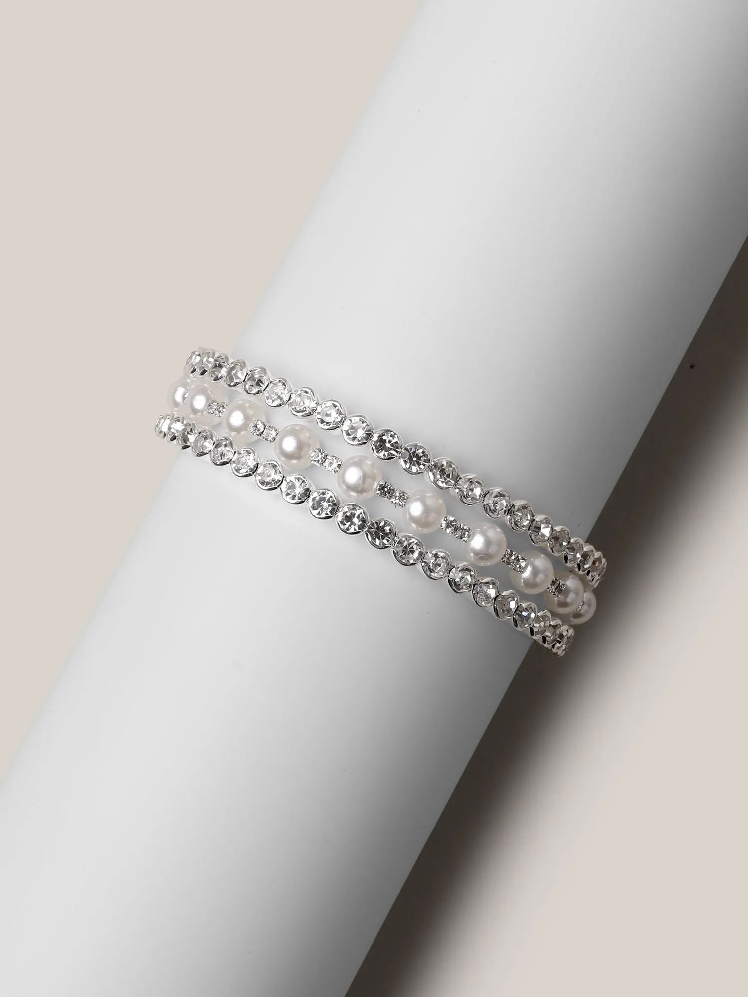 Cubic Zirconia Pearl Hinge Bracelet sold by Bloomchic product image thumbnail 3