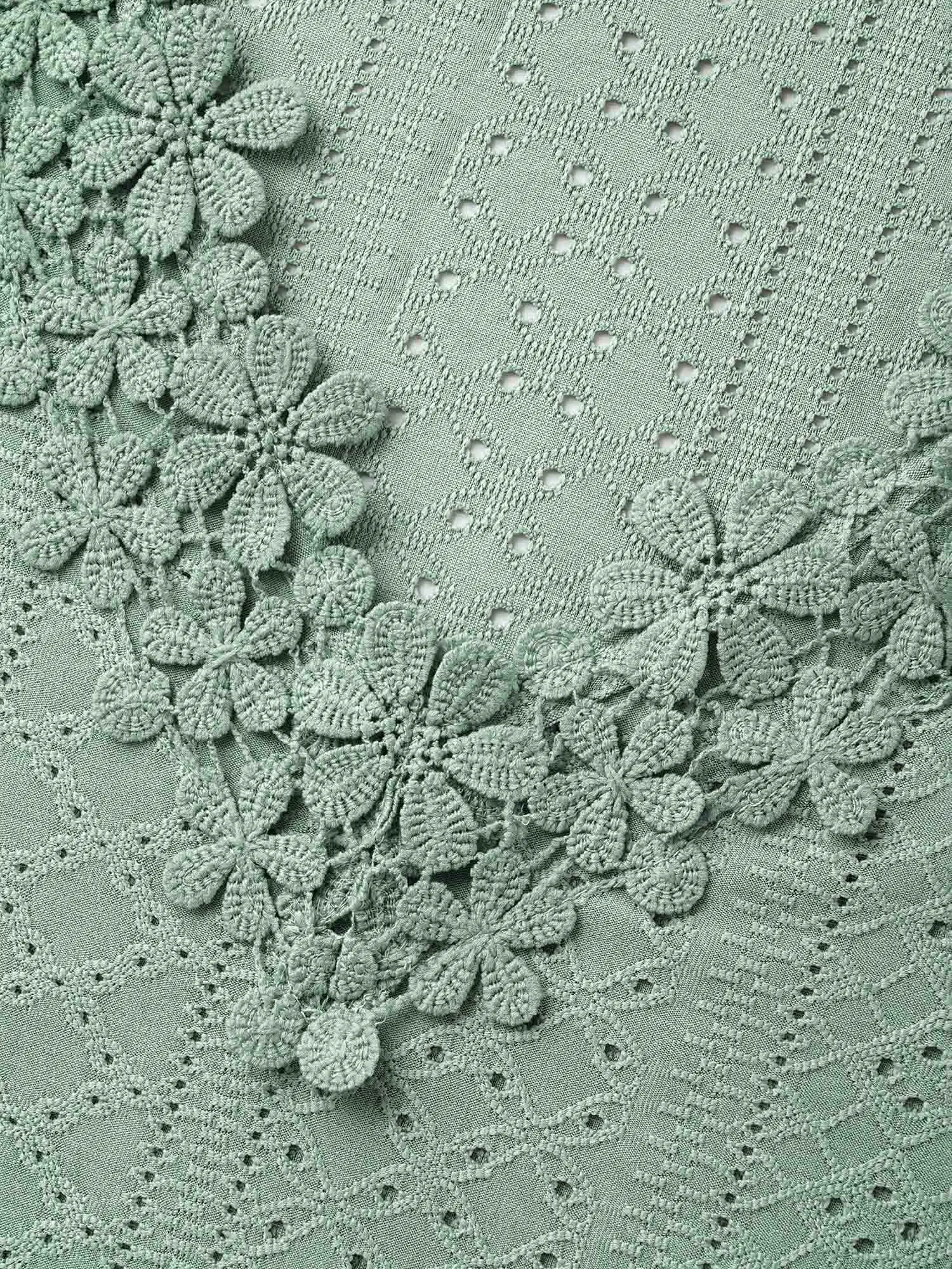 Textured Eyelet Stretchy V-Neck T-Shirt sold by Bloomchic product image thumbnail 5