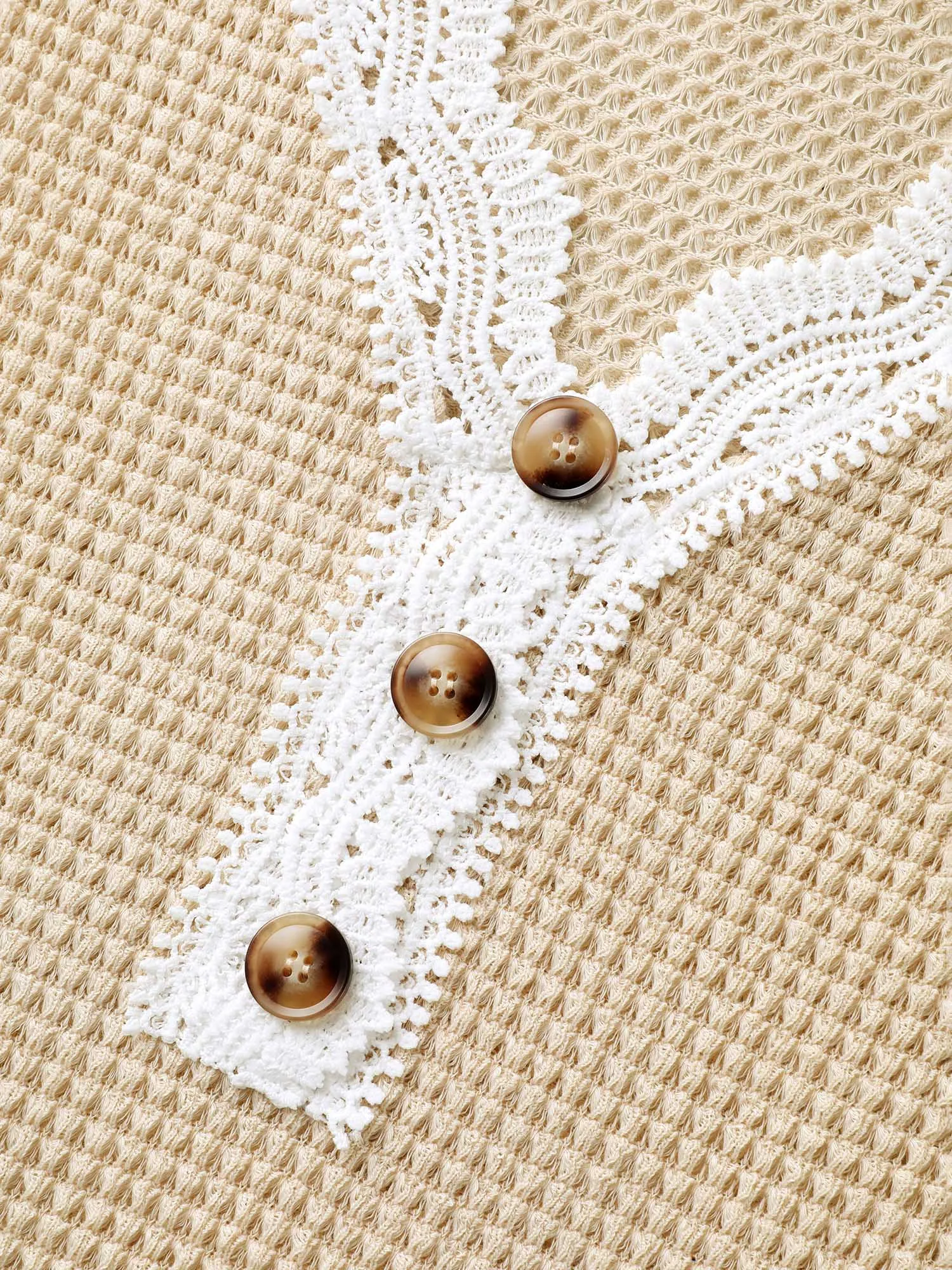 Sheer Waffle Textured Lace Trim T-Shirt sold by Bloomchic product image thumbnail 5