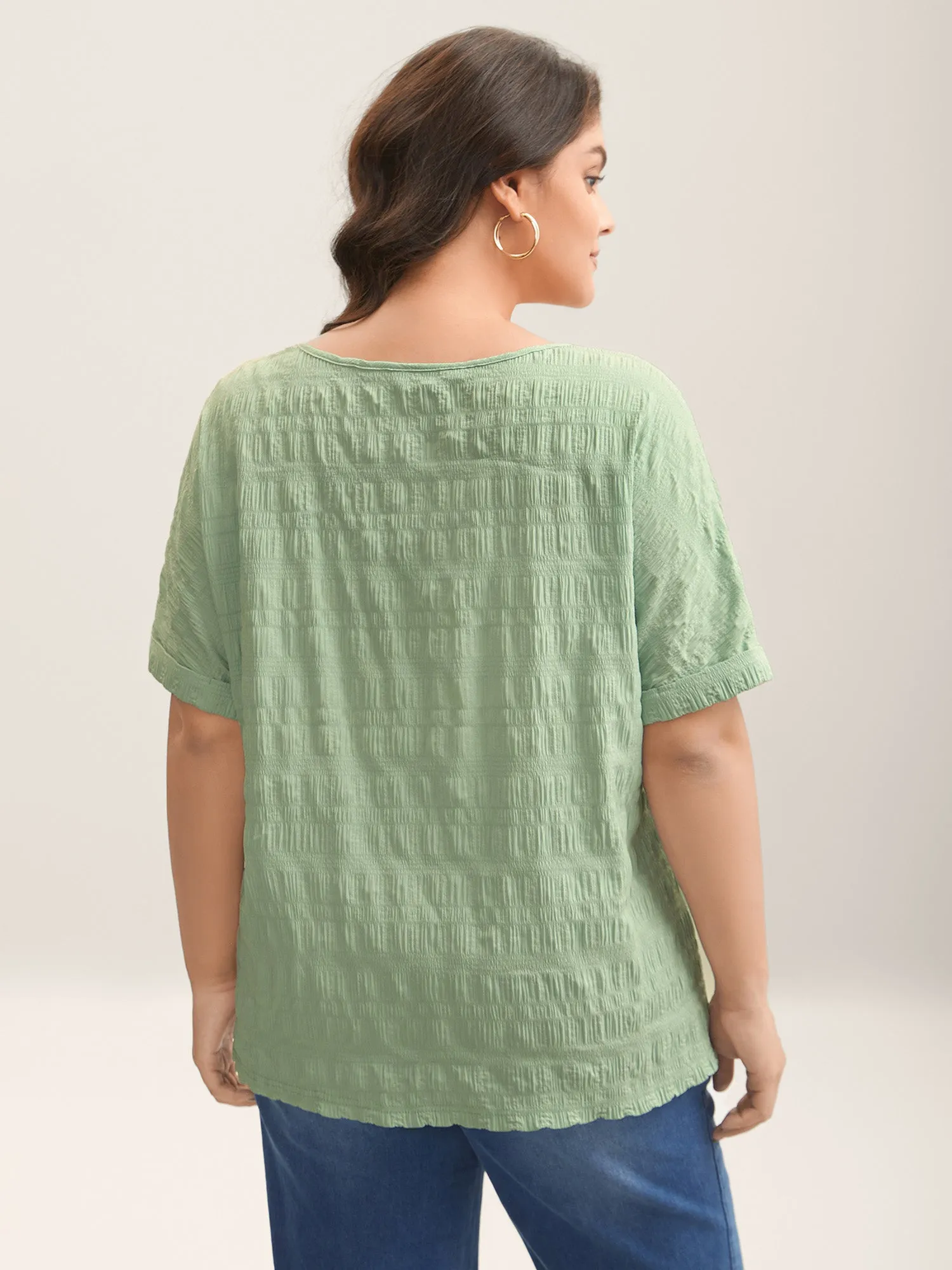 Textured Pleated Front Button T-Shirt sold by Bloomchic product image thumbnail 4