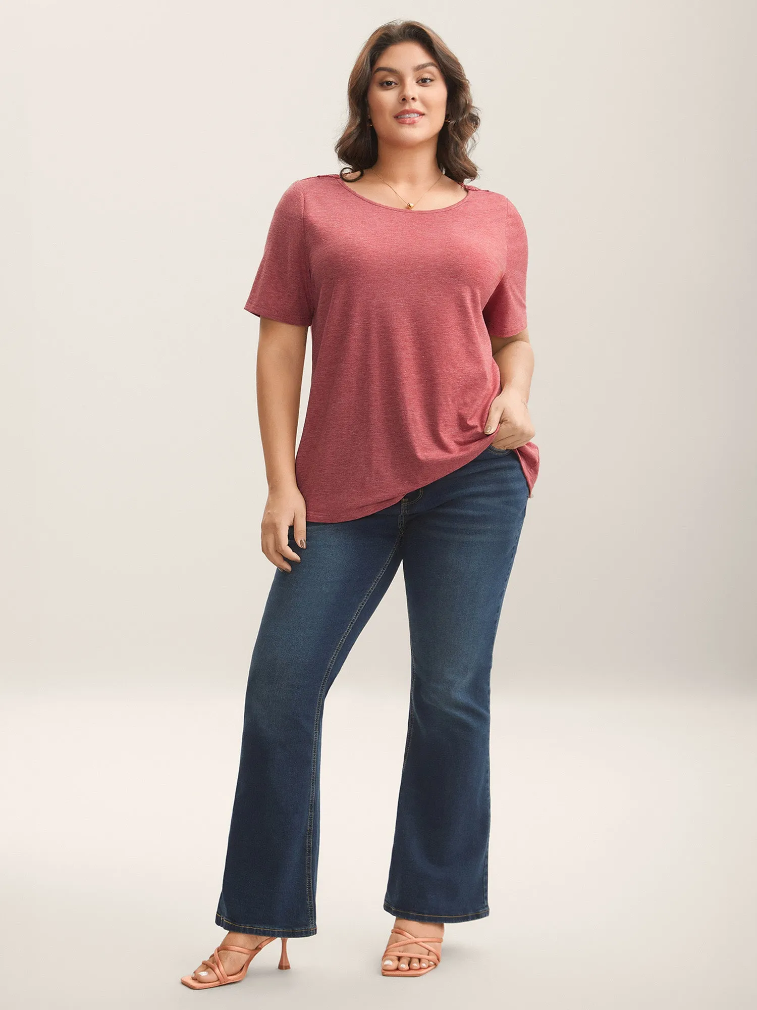 Stretchy Floral Backless Plain T-Shirt sold by Bloomchic product image thumbnail 4