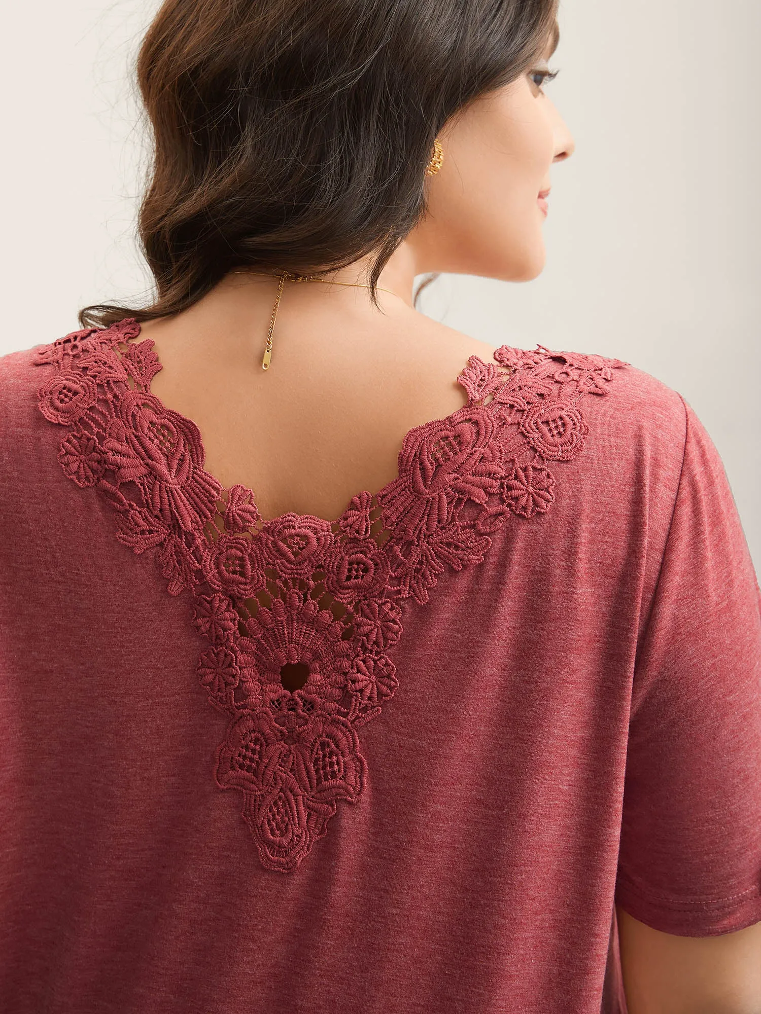 Stretchy Floral Backless Plain T-Shirt sold by Bloomchic