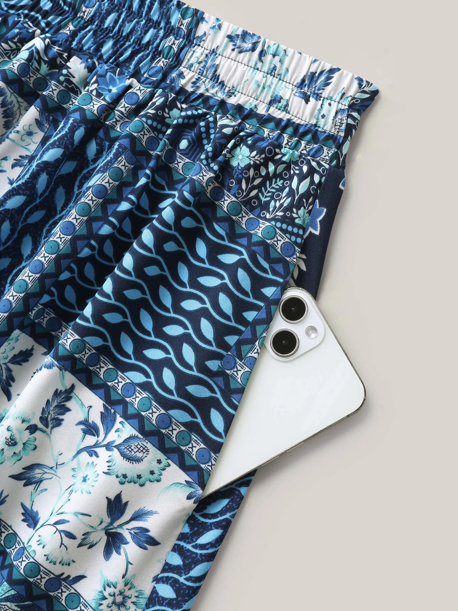 Collage Floral Print Flared Maxi Skirt sold by Bloomchic product image thumbnail 5