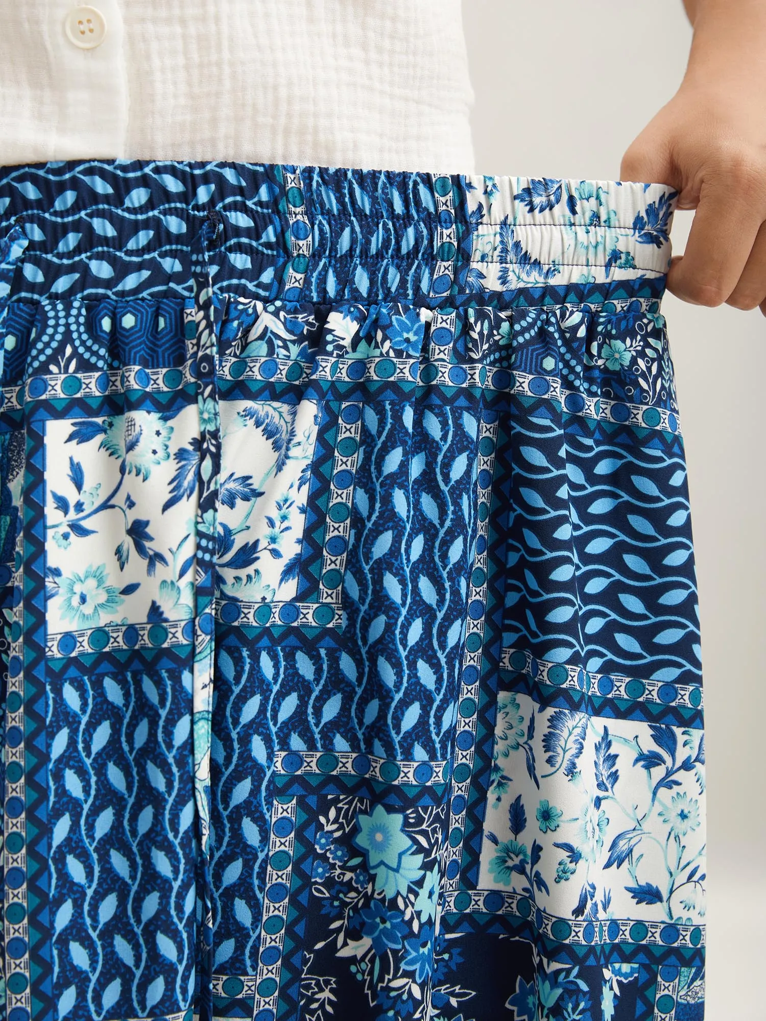Collage Floral Print Flared Maxi Skirt sold by Bloomchic product image thumbnail 2