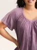 Heather Lotus Leaf Sleeve Jersey Top sold by Bloomchic