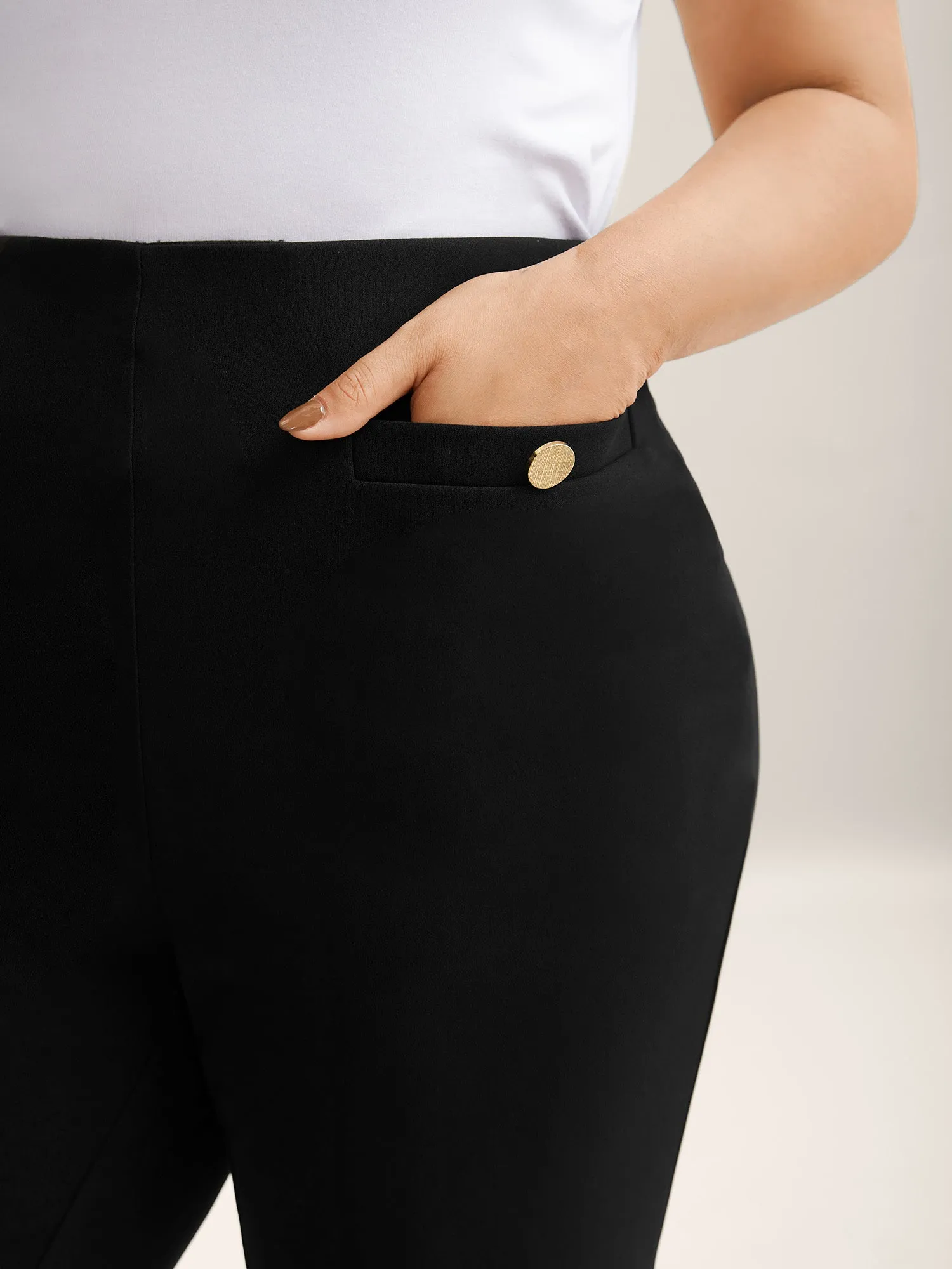 Button Detail Anti-Seam Flared Pants sold by Bloomchic product image thumbnail 2