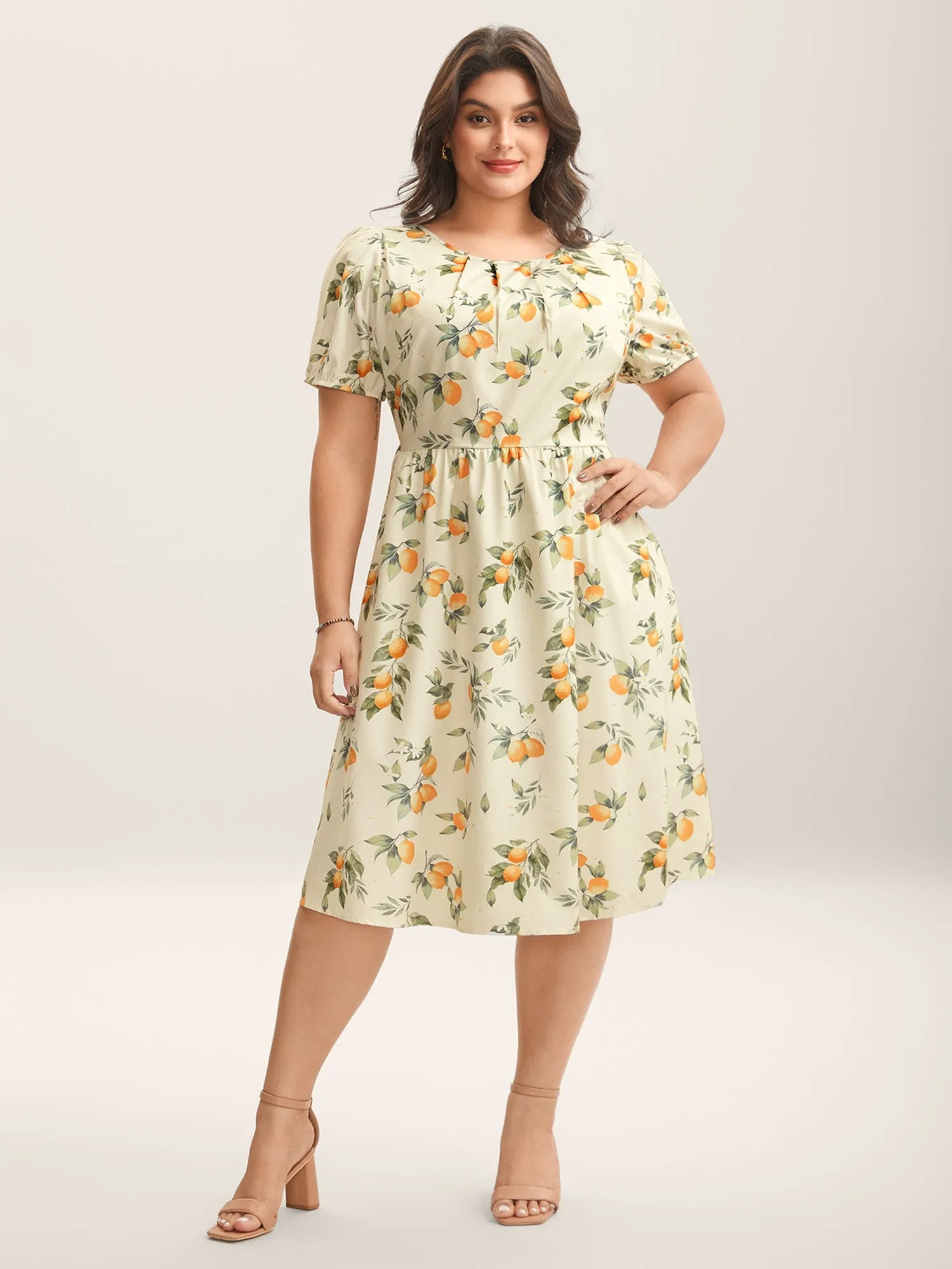 Citrus Print Bow Backless Midi Dress sold by Bloomchic product image thumbnail 3