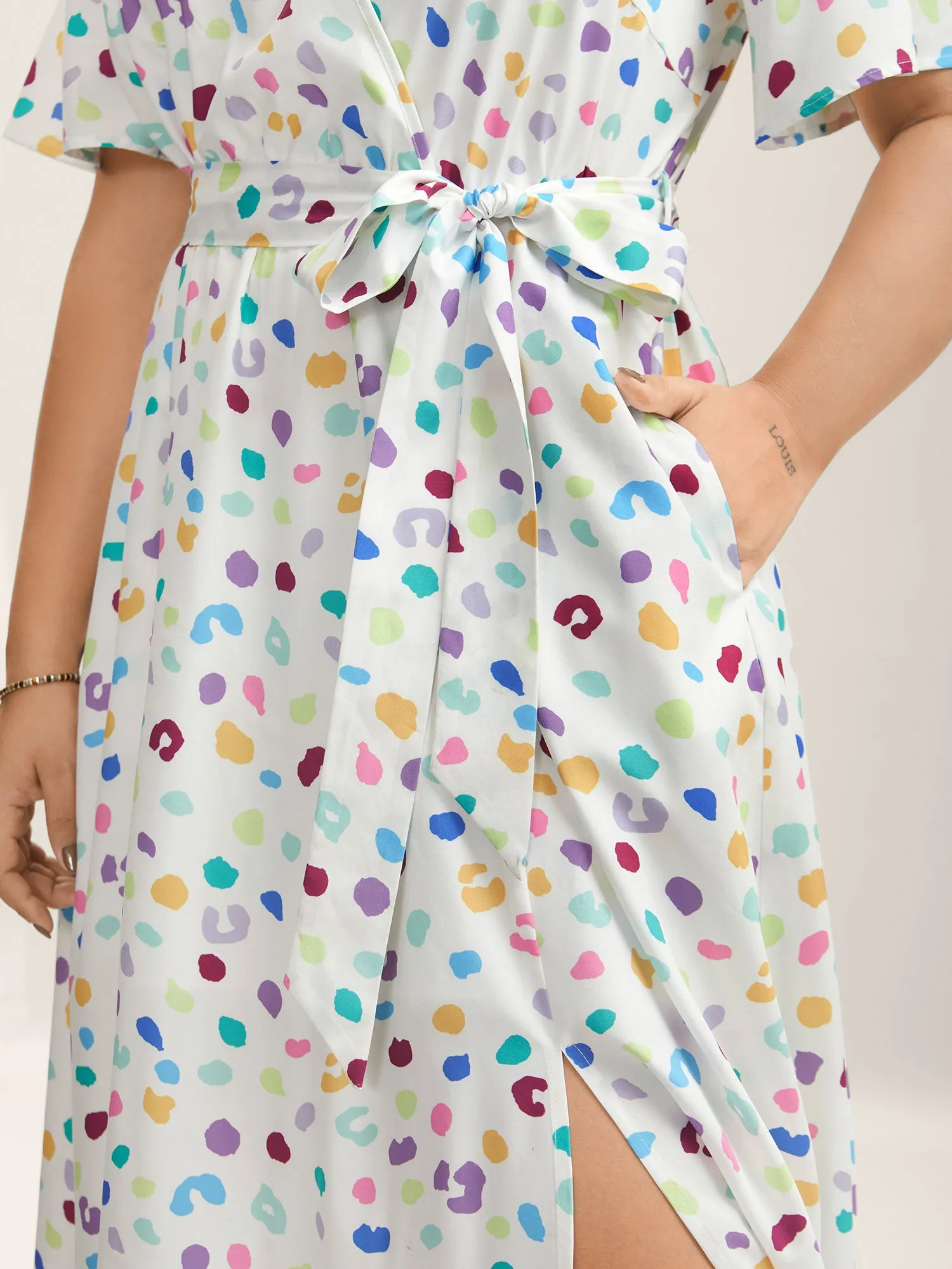 Multi-Color Leopard Print Surplice Midi Dress sold by Bloomchic product image thumbnail 2