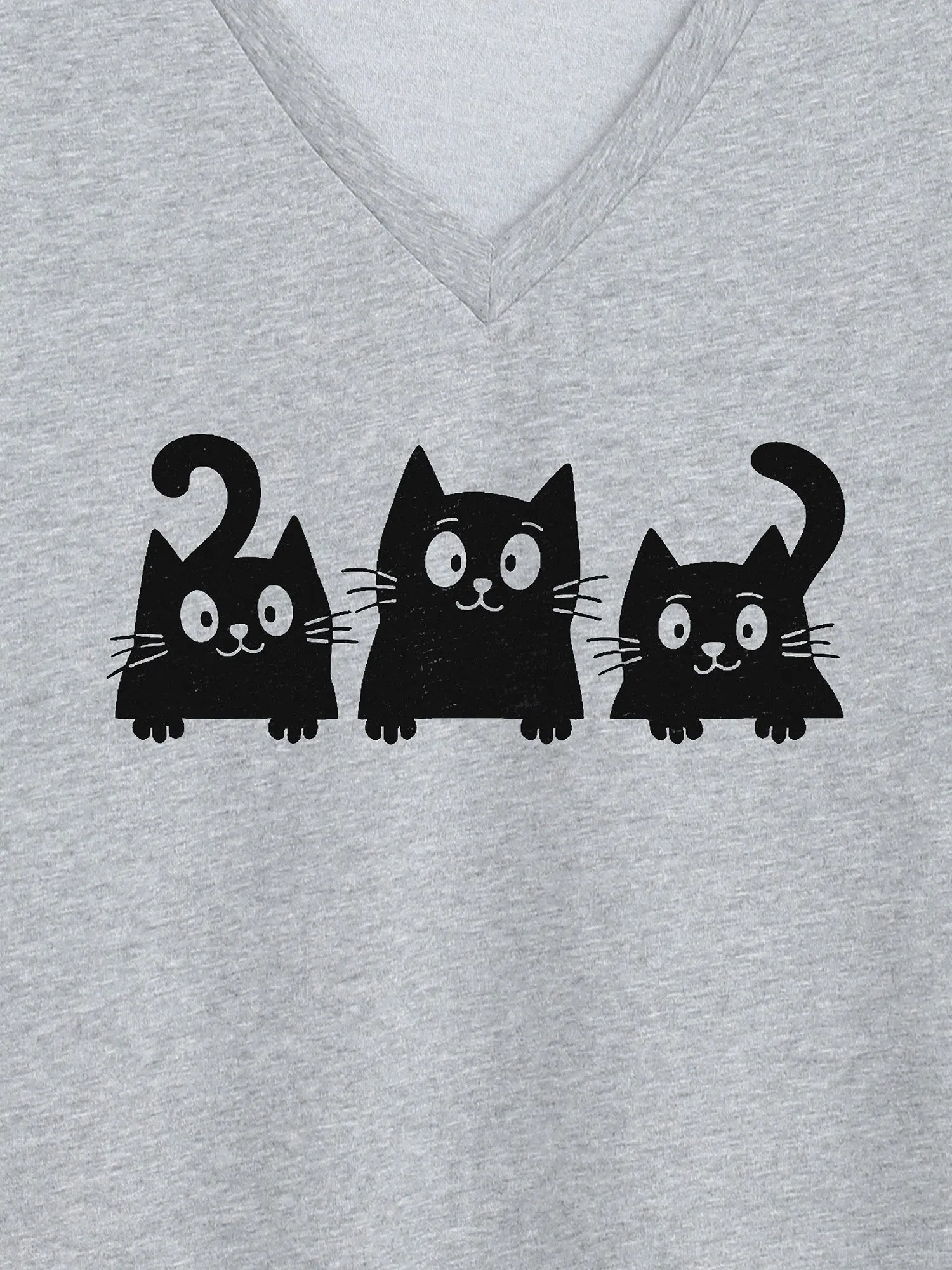 Playful Cats Pattern V-Neck T-Shirt sold by Bloomchic product image thumbnail 2