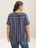 Embroidered Striped Print Square Neck Blouse sold by Bloomchic