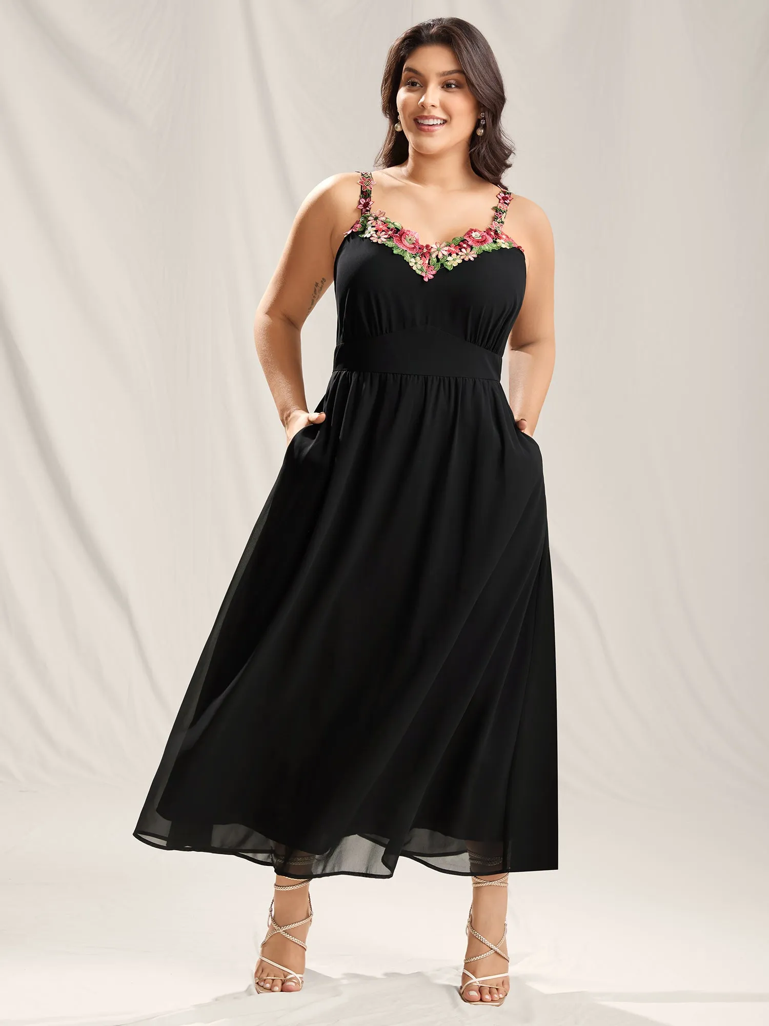 Floral Sweetheart Neckline Cinched-Waist Dress sold by Bloomchic