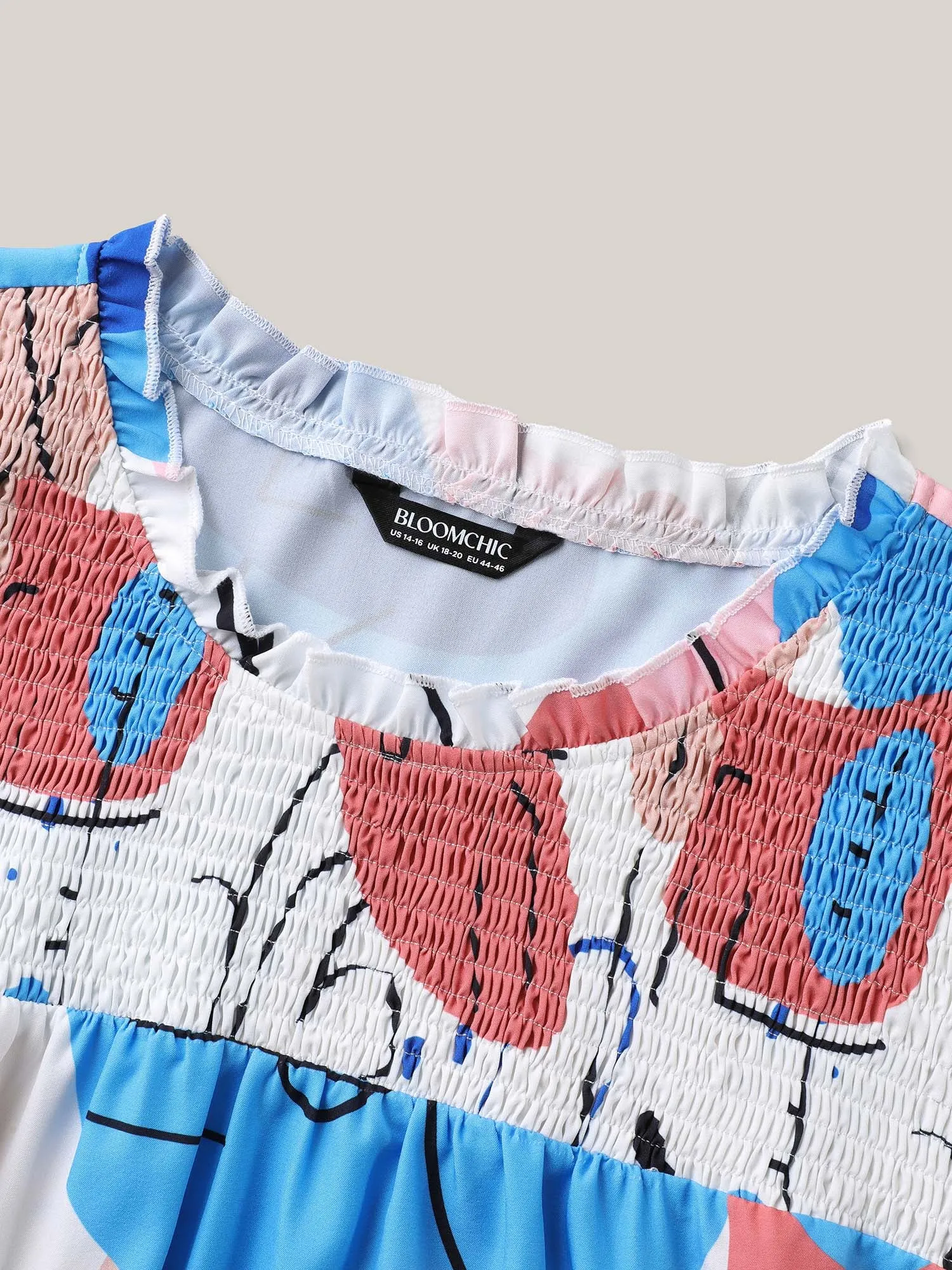 Whimsical Pattern Shirred Puff Sleeve Blouse sold by Bloomchic product image thumbnail 5