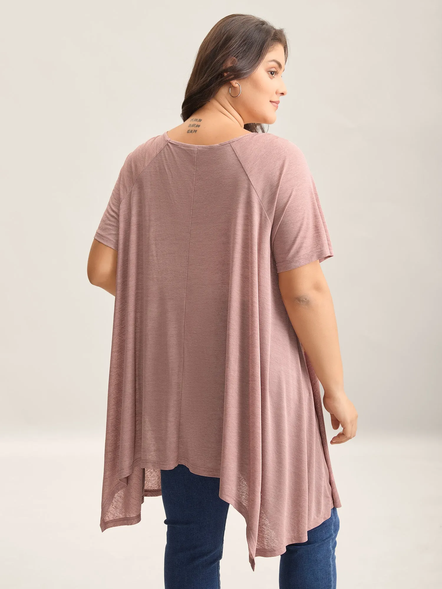 Handkerchief Hem Plain Oversized T-Shirt sold by Bloomchic product image thumbnail 4