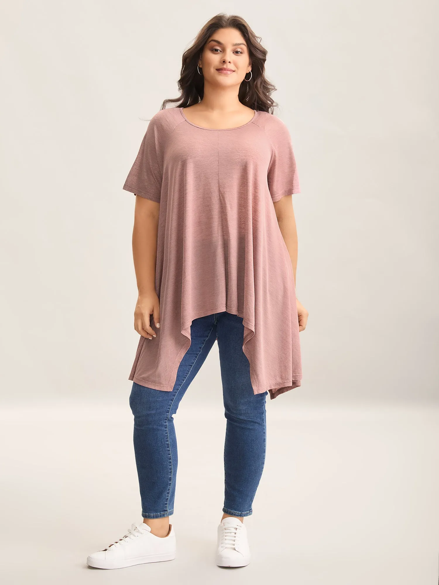 Handkerchief Hem Plain Oversized T-Shirt sold by Bloomchic product image thumbnail 3