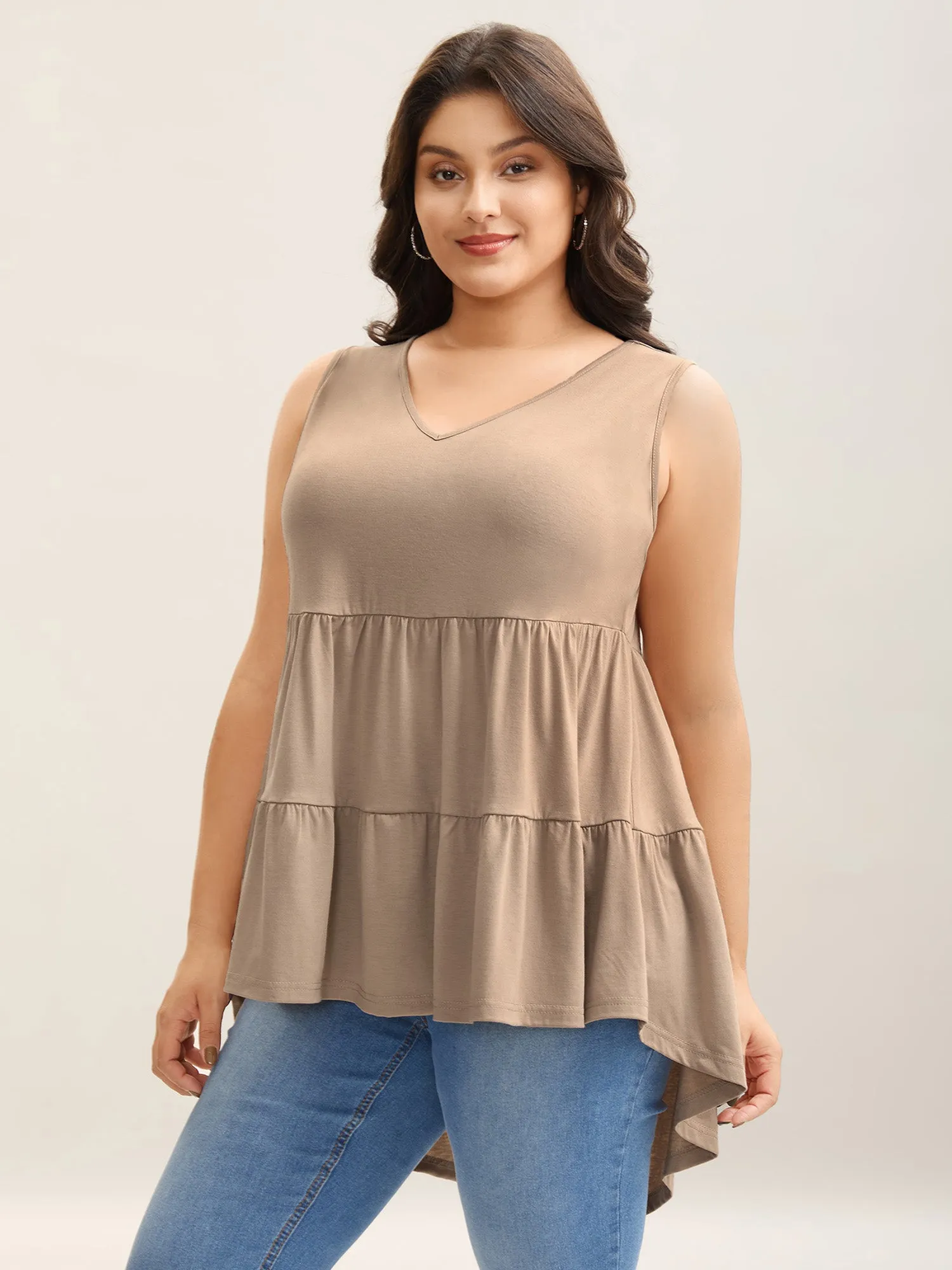 Ruffled Tiered Long Tank Top sold by Bloomchic