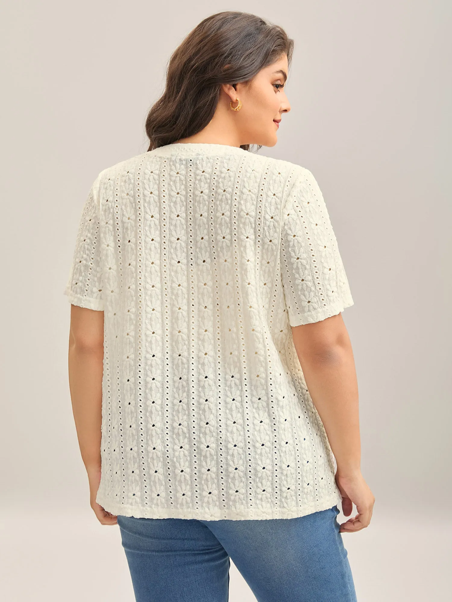 Textured Pleated Split Neck T-Shirt sold by Bloomchic product image thumbnail 2