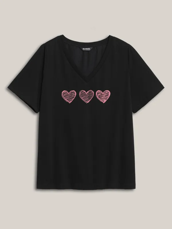 Blushing Hearts Pattern V-Neck T-Shirt sold by Bloomchic