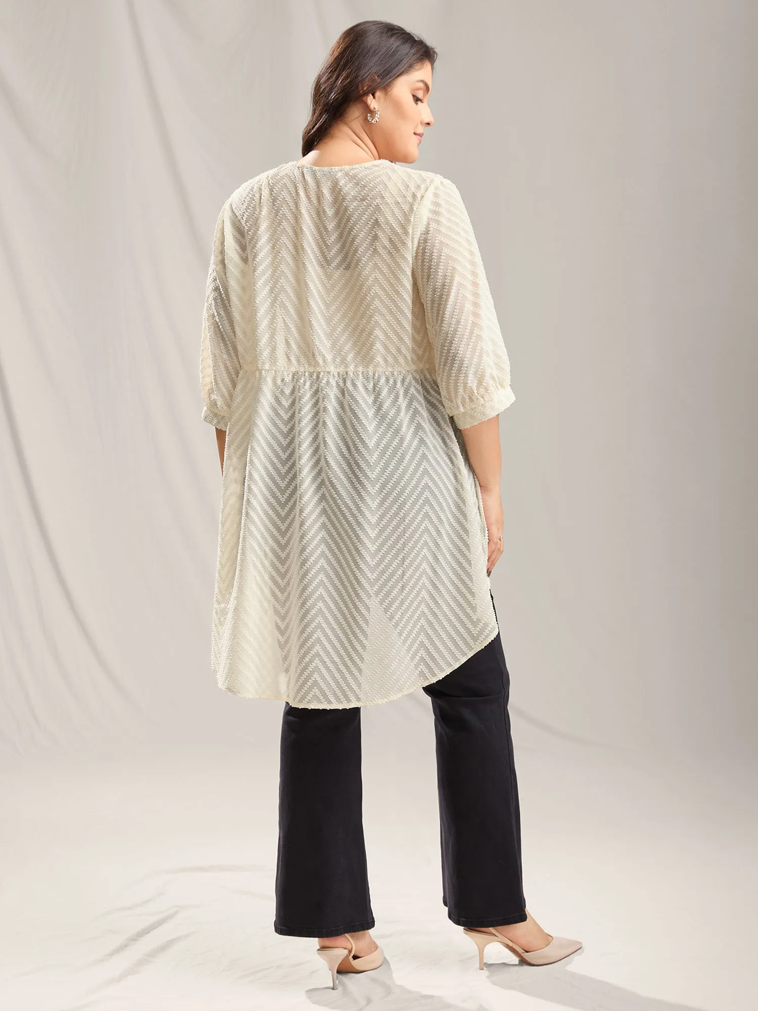 Textured Sheer Tied High-Low Kimono sold by Bloomchic product image thumbnail 5