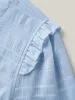 Checked Texture Jacquard Notched Collar Blouse sold by Bloomchic