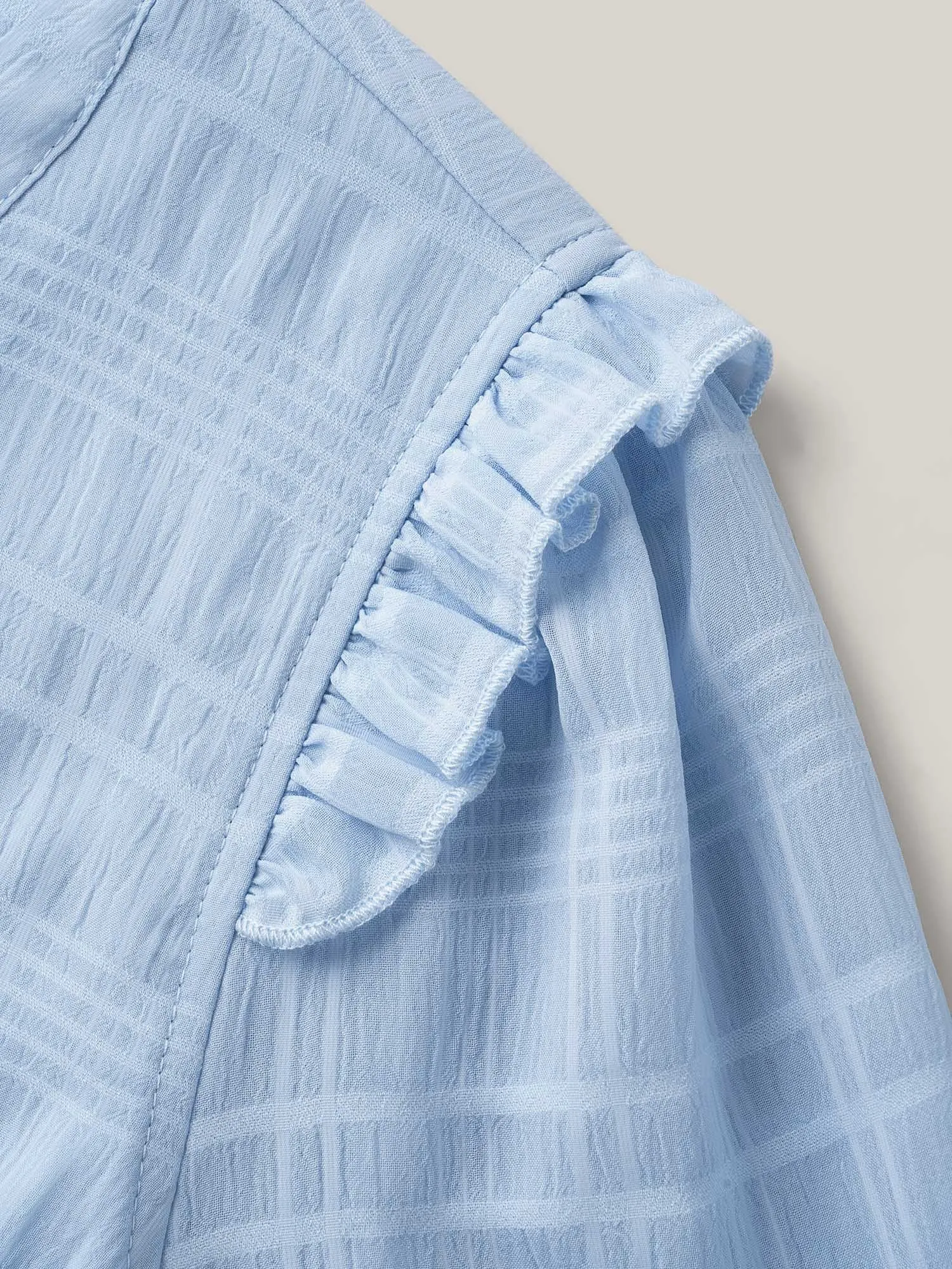 Checked Texture Jacquard Notched Collar Blouse sold by Bloomchic product image thumbnail 5