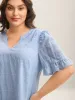 Checked Texture Jacquard Notched Collar Blouse sold by Bloomchic