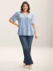 Checked Texture Jacquard Notched Collar Blouse sold by Bloomchic