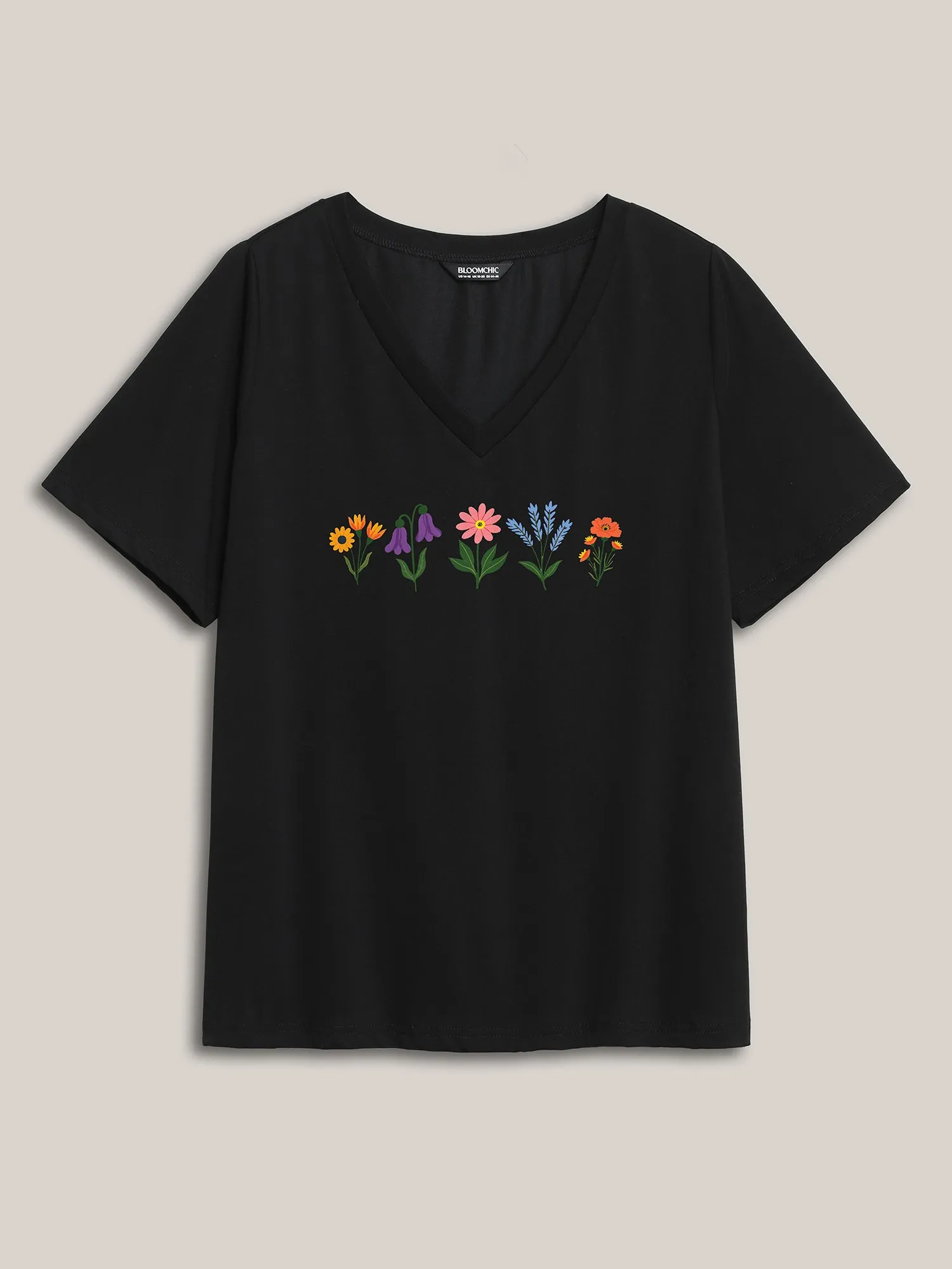Backyard Flowers Pattern V-Neck T-Shirt sold by Bloomchic