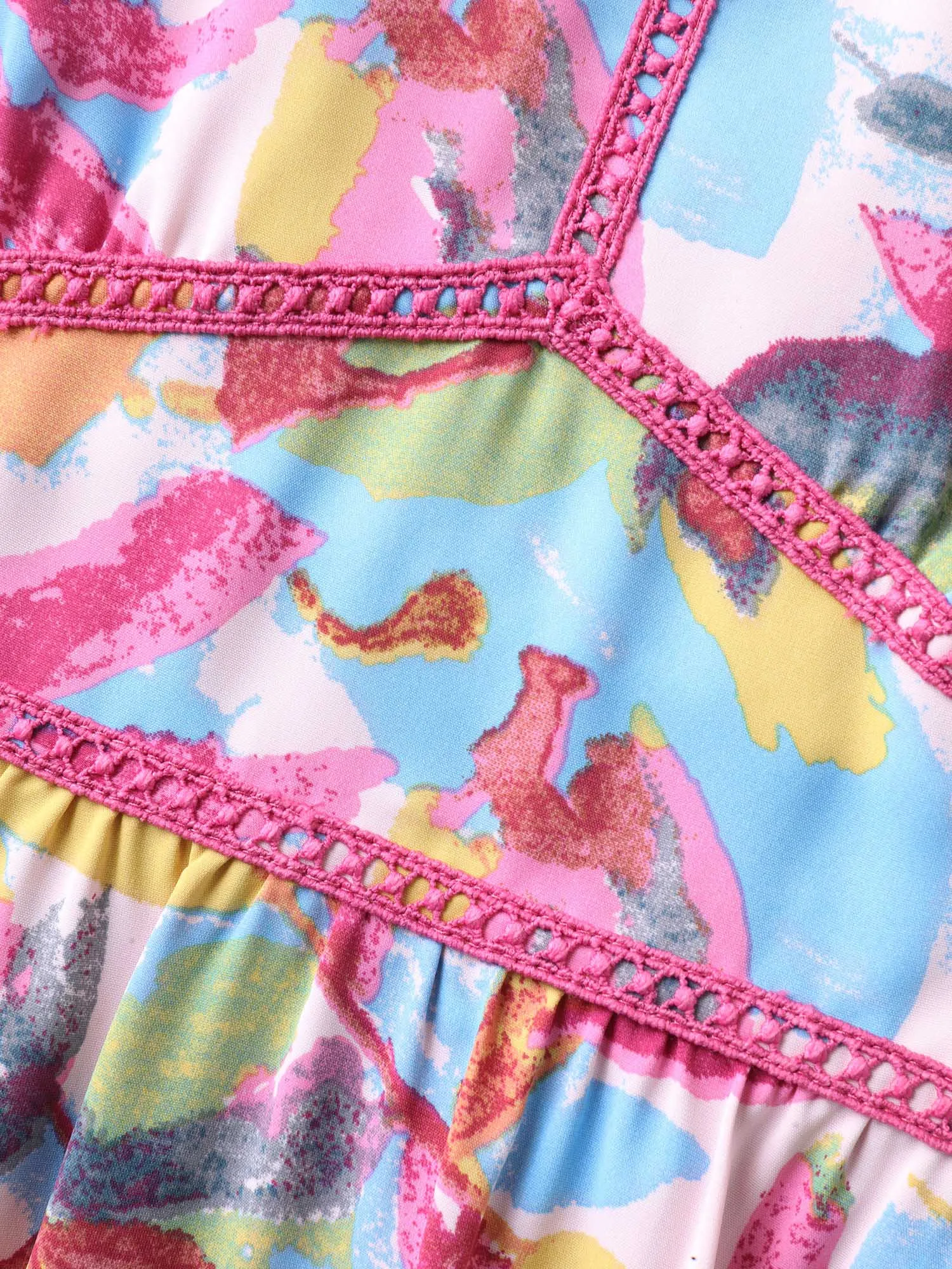 Large Flower Print Cinched-Waist Midi Dress sold by Bloomchic product image thumbnail 5