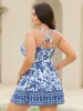 Boho Print Ruched Pockets Swim Dress sold by Bloomchic