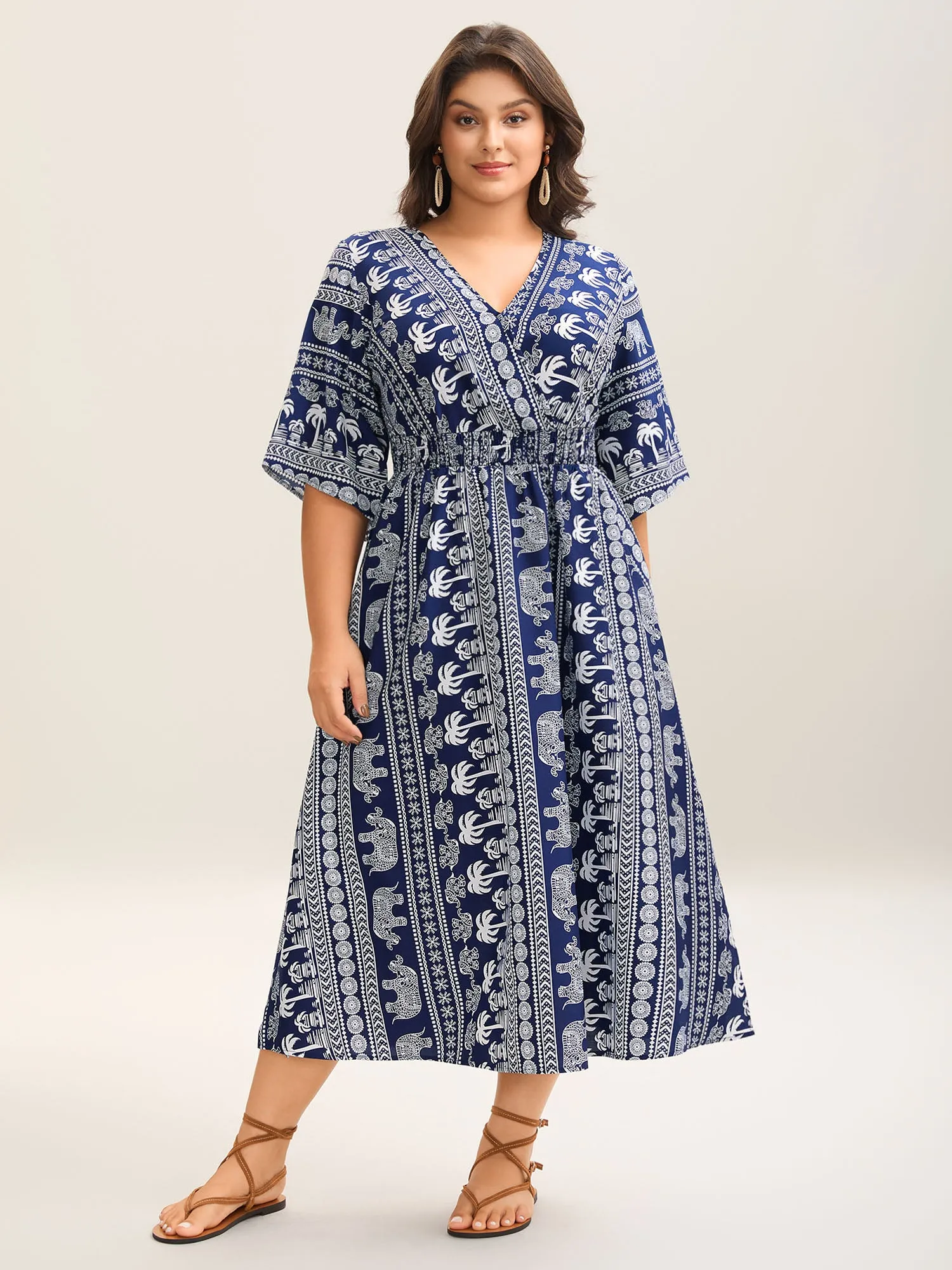 Resort Ready Print Shirred Waist Maxi Dress sold by Bloomchic product image thumbnail 3